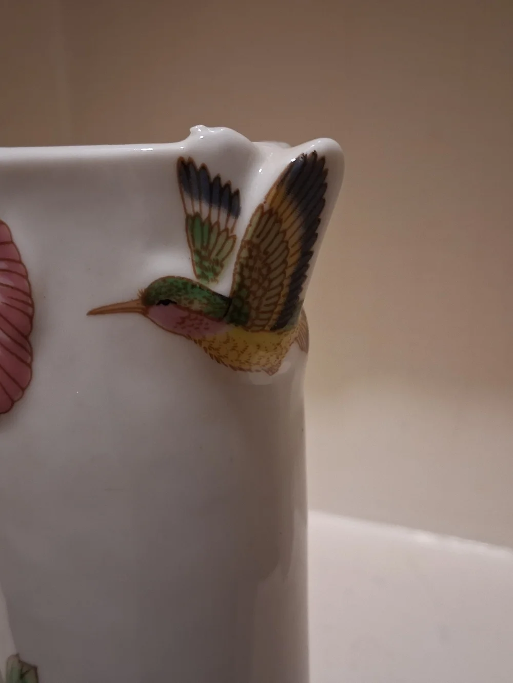 Vintage JSNY Porcelain Hummingbird Vase